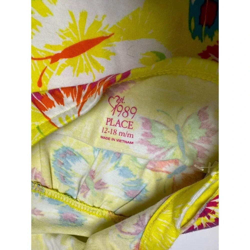 The Children's Place Girls Tank‎ Top 12-18 Mo Yellow Bright Butterfly Halter NEW